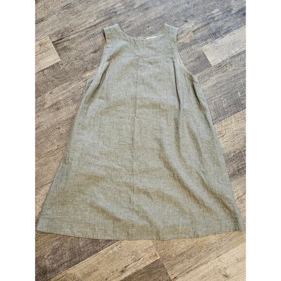 Madewell button back linen tank apron pinafore dress sage green plus 1x xl - Picture 3 of 8
